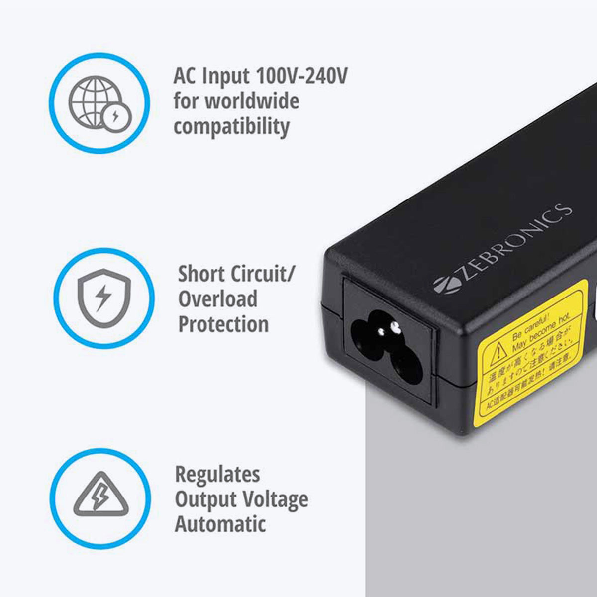 Zeb-LA745019565D - Laptop AC adapter - Zebronics