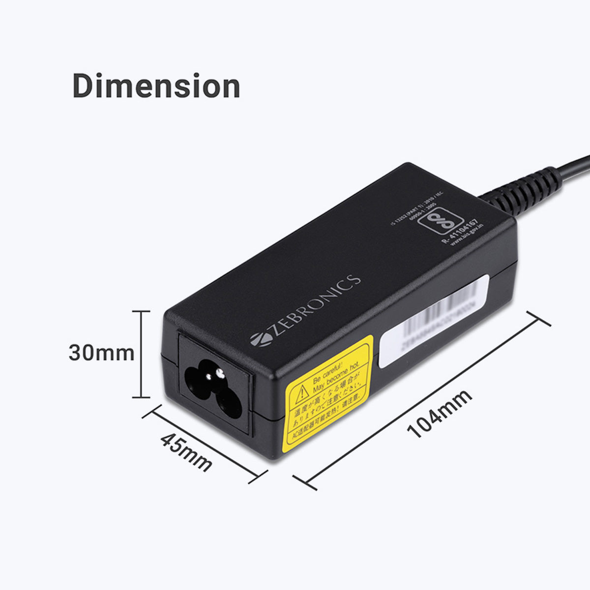 Zeb-LA745019565D - Laptop AC adapter - Zebronics