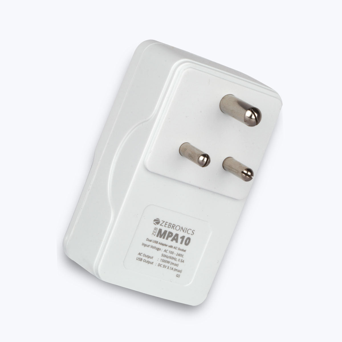 ZEB-MPA10 - Dual USB Adapter with AC Socket - Zebronics