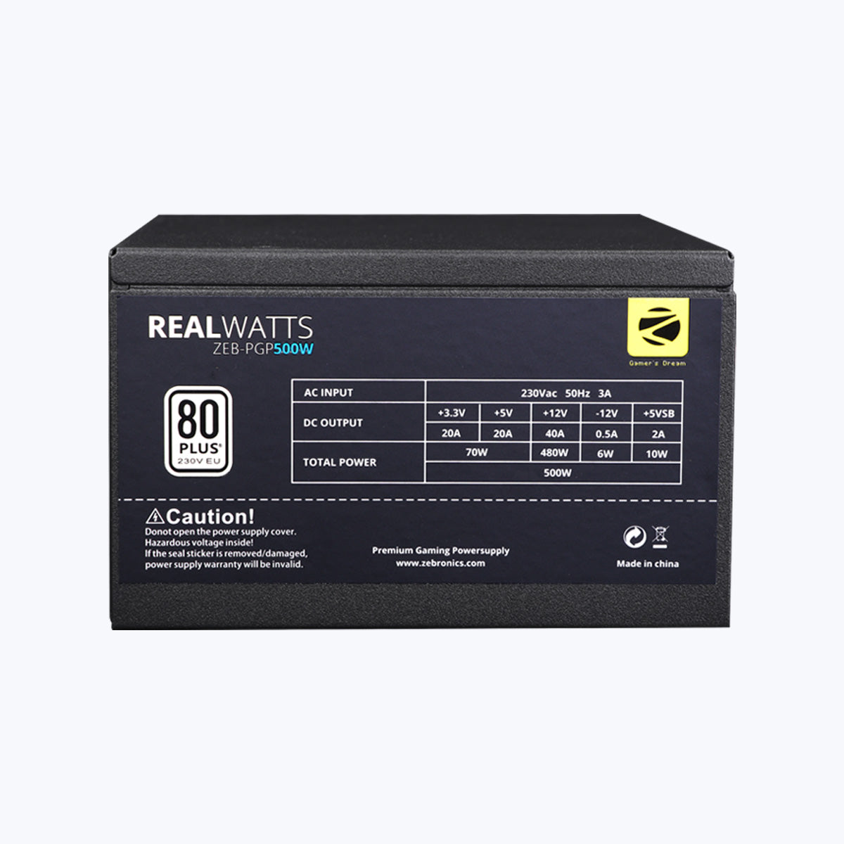 ZEB-PGP500W (80 Plus) - Premium Power Supply - Zebronics
