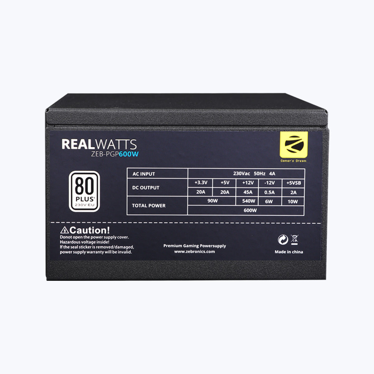 ZEB-PGP600W (80 Plus) - Premium Power Supply - Zebronics