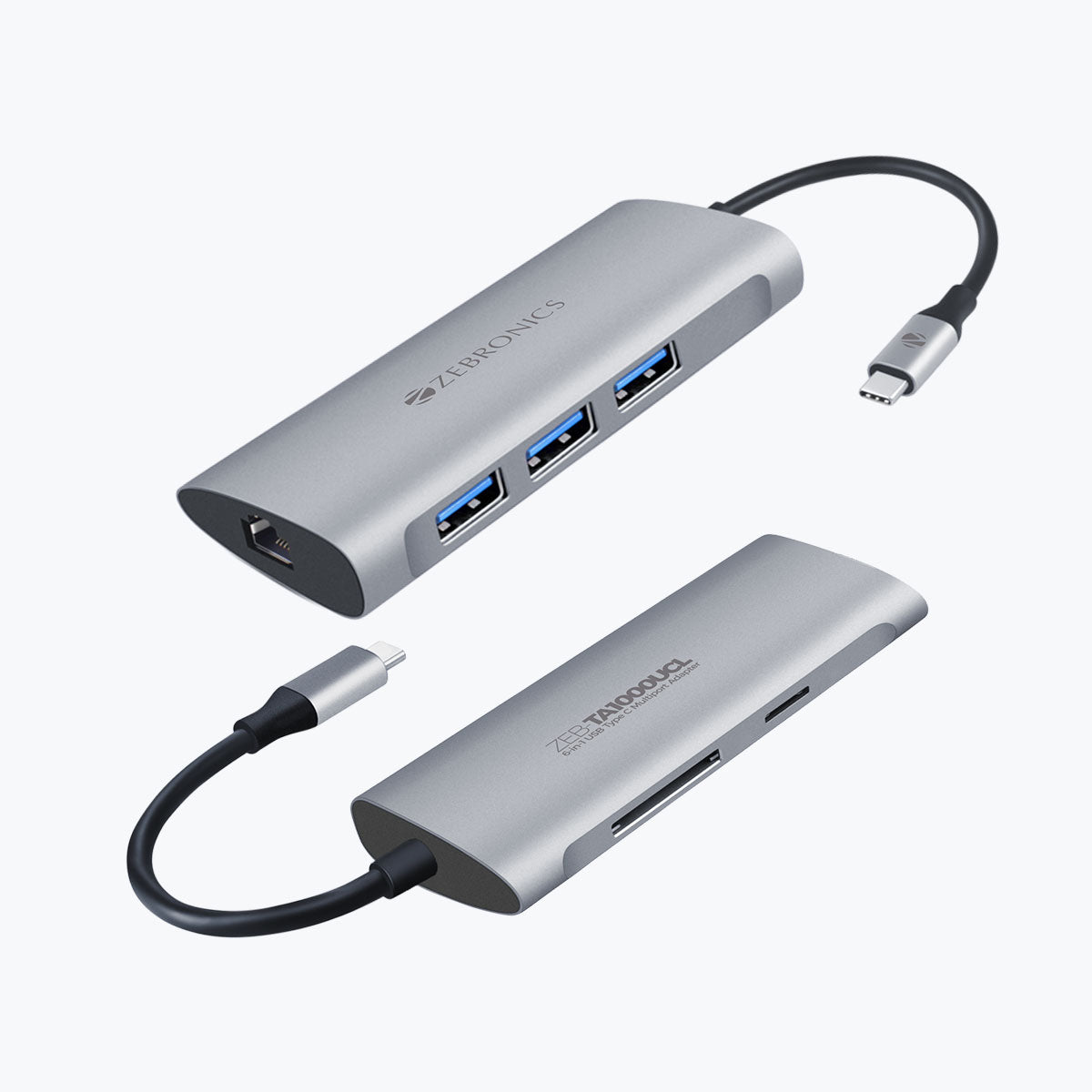 Zeb-TA1000UCL – 6 in 1 USB Type C Multiport Adapter with USB, SD, Micro SD, RJ45 Slots - Zebronics