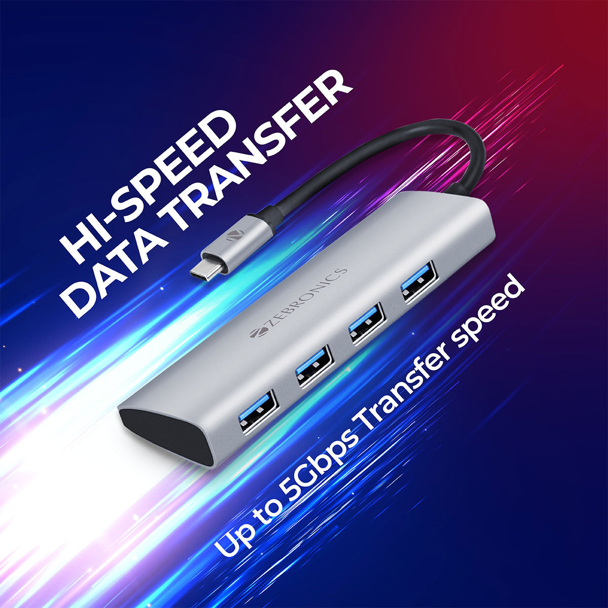 Zeb TA500U - Zeb-TA500U - 4 in 1 USB Type C Multiport Adapter - Zebronics