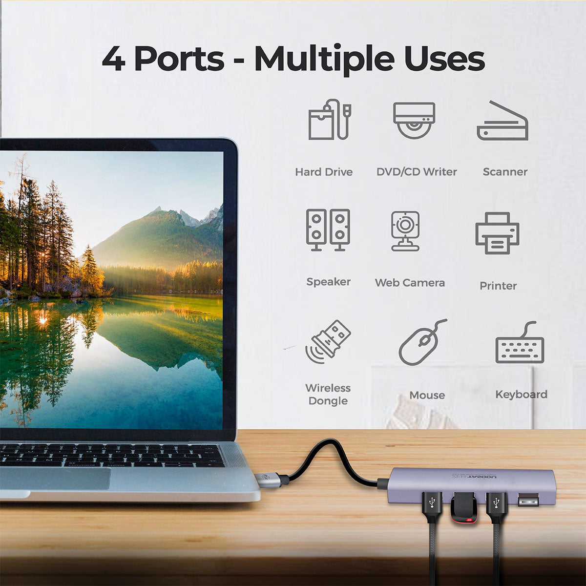 Zeb TA500U - Zeb-TA500U - 4 in 1 USB Type C Multiport Adapter - Zebronics