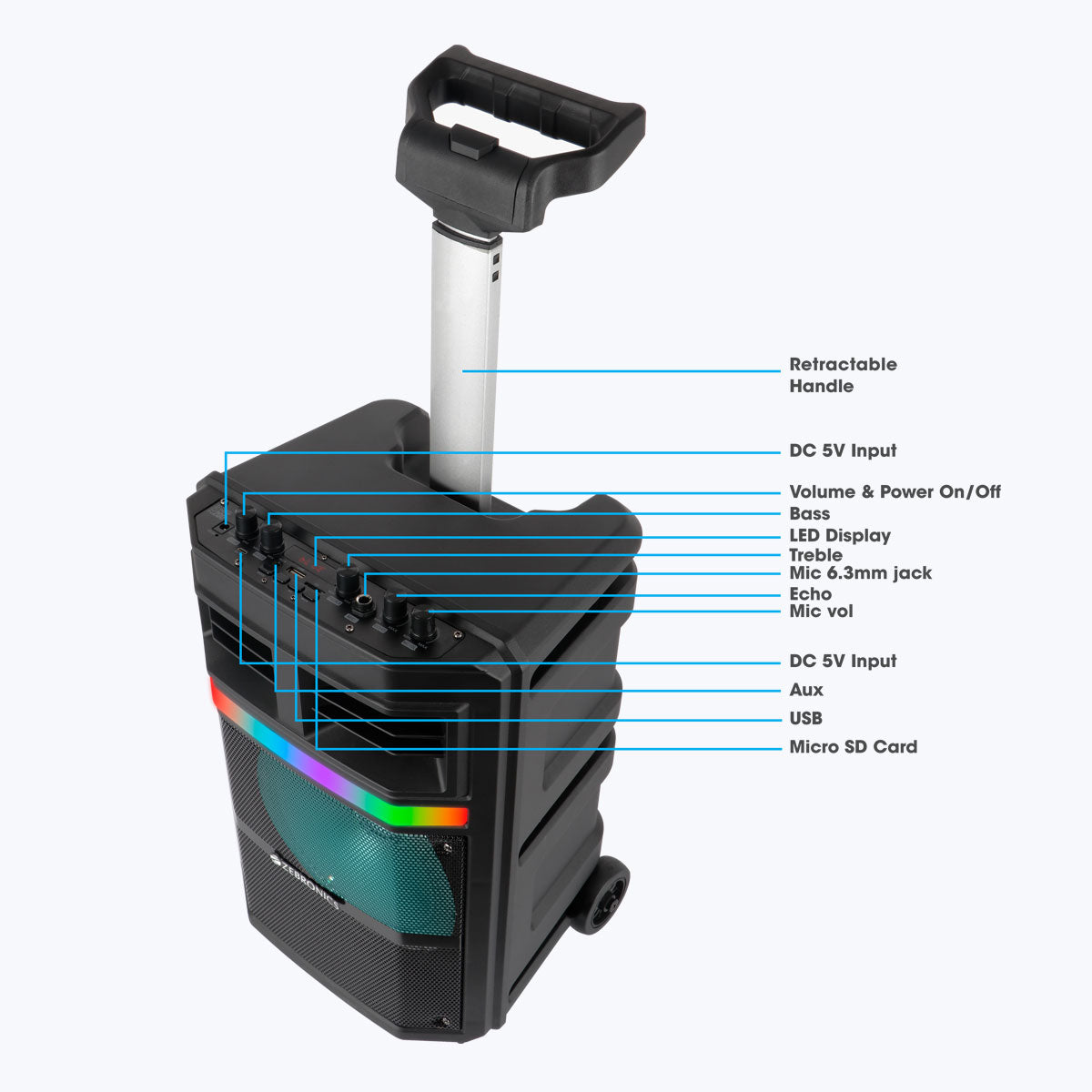 Zeb-Thump 200 - Portable trolley speaker -  Zebronics