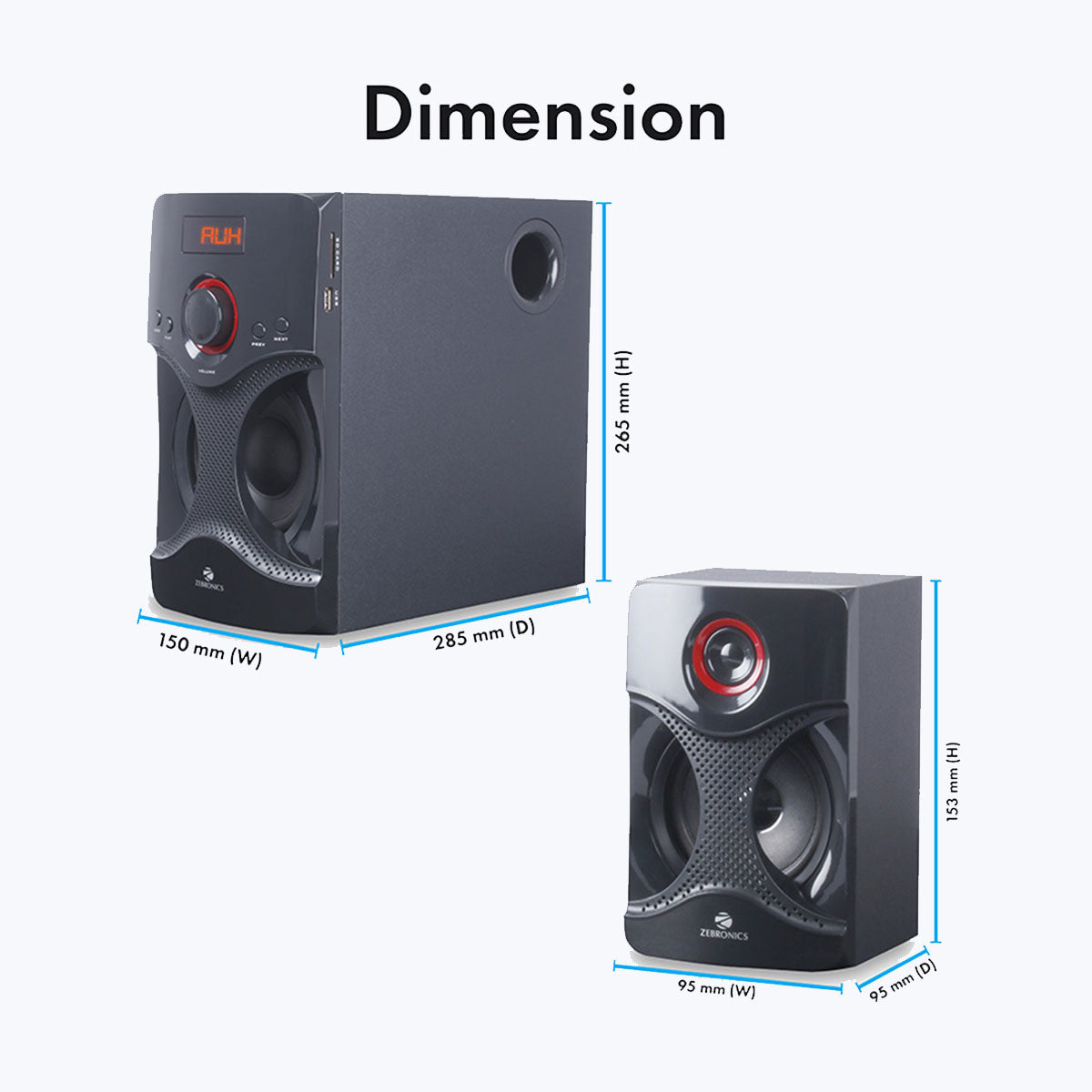 Zeb-BT4440RUCF - 4.1 Speaker - Zebronics - Subwoofer Dimension
