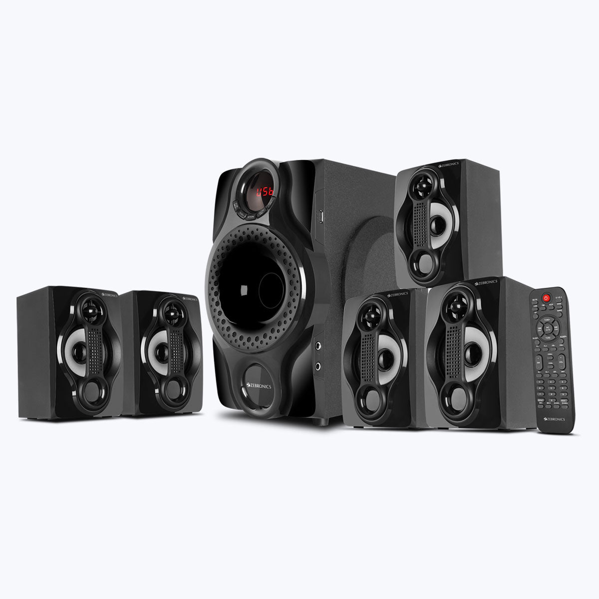 Zeb-BT7590RUCF - 5.1 Speakers - Zebronics - Subwoofer and 5 satellites and remote control