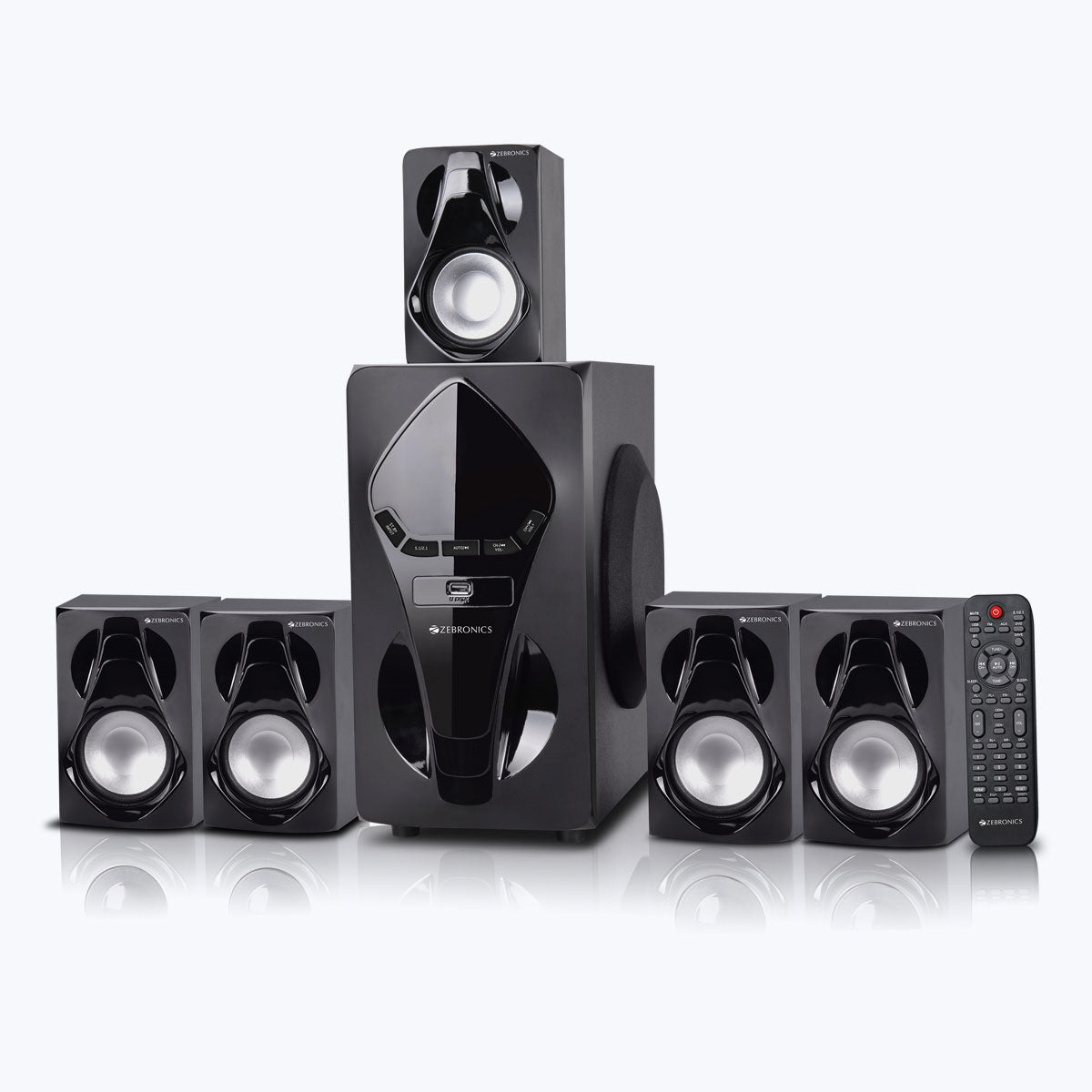 Zeb-BT7591RUCF - 5.1 Speakers - Zebronics - subwoofer with 5 satellites and remote