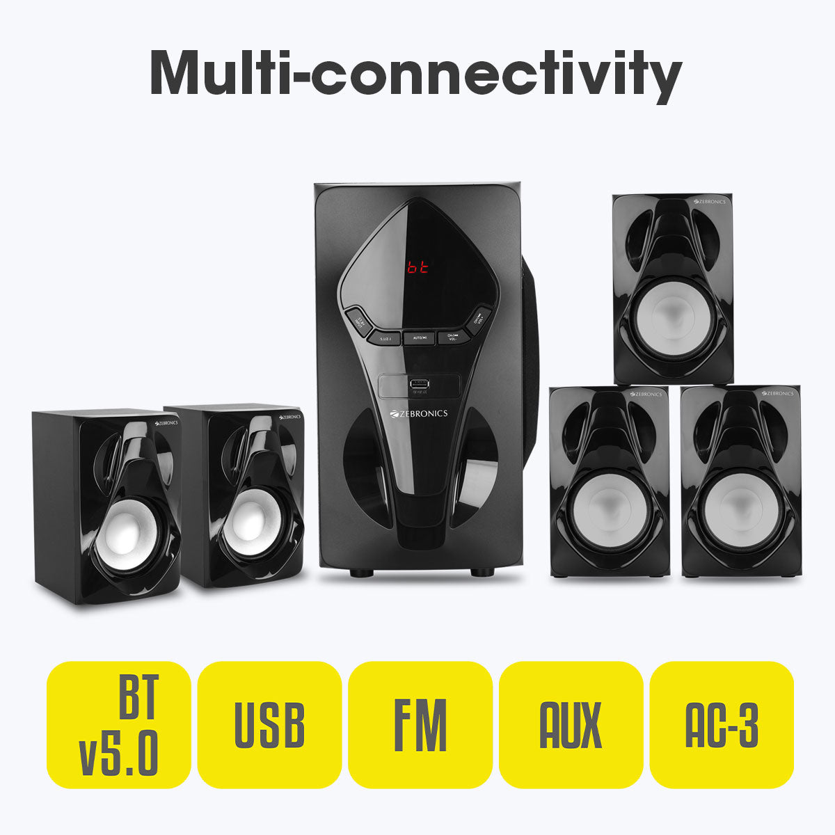 Zeb-BT7591RUCF - 5.1 Speakers - Zebronics - multi-connectivity