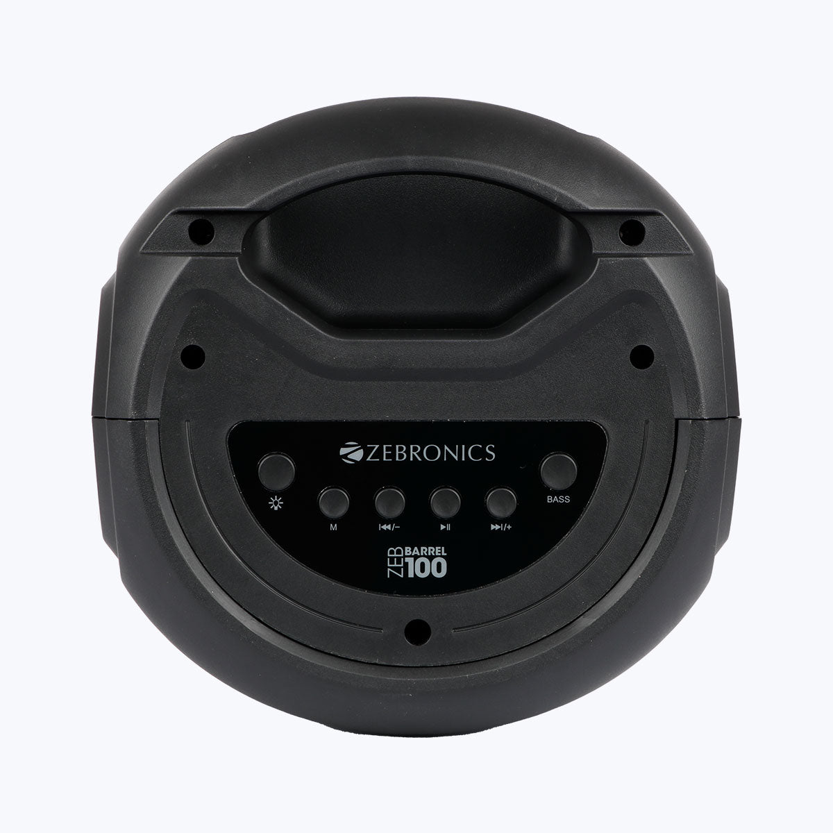 Zeb-Barrel 100 - Wireless Speaker - Zebronics - Top view of volume and media controls