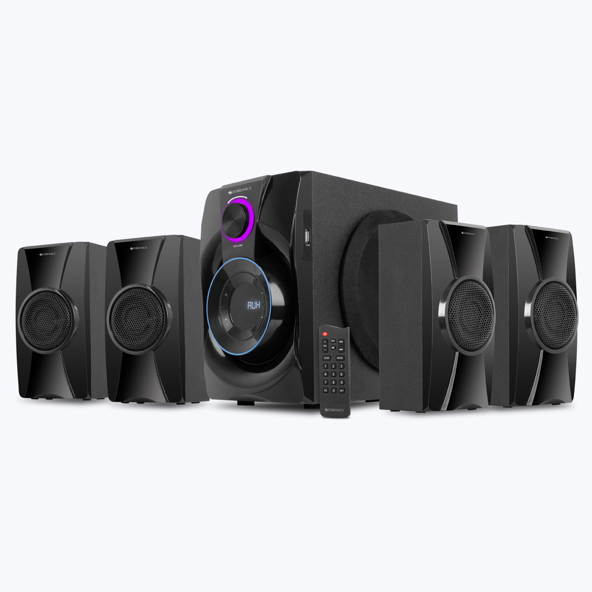 Zeb-Basso 100 - 4.1 speakers - Zebronics - one Subwoofer with four satellites and remote control