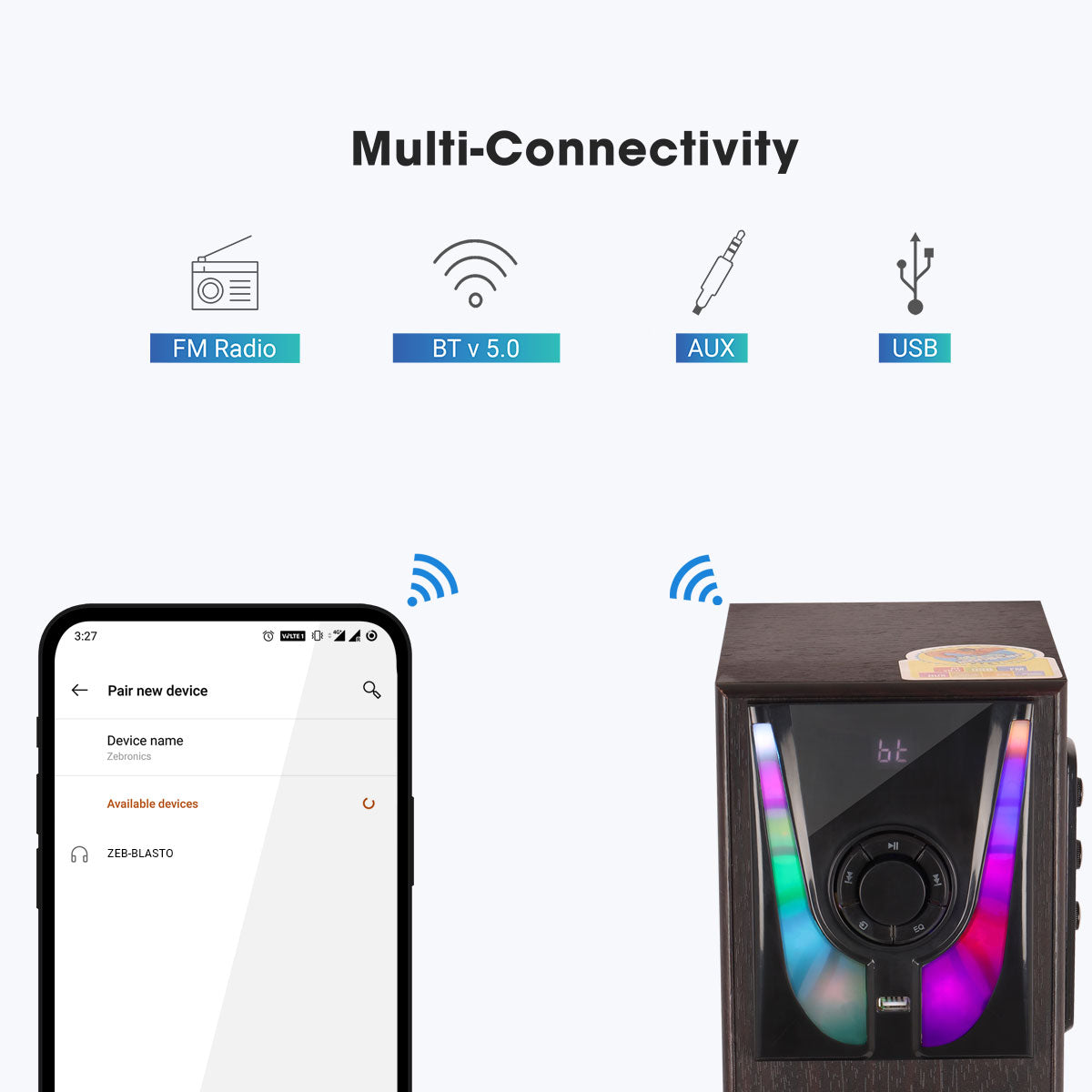 Zeb-Blasto - Tower Speaker - Zebronics - Multiconnectivity