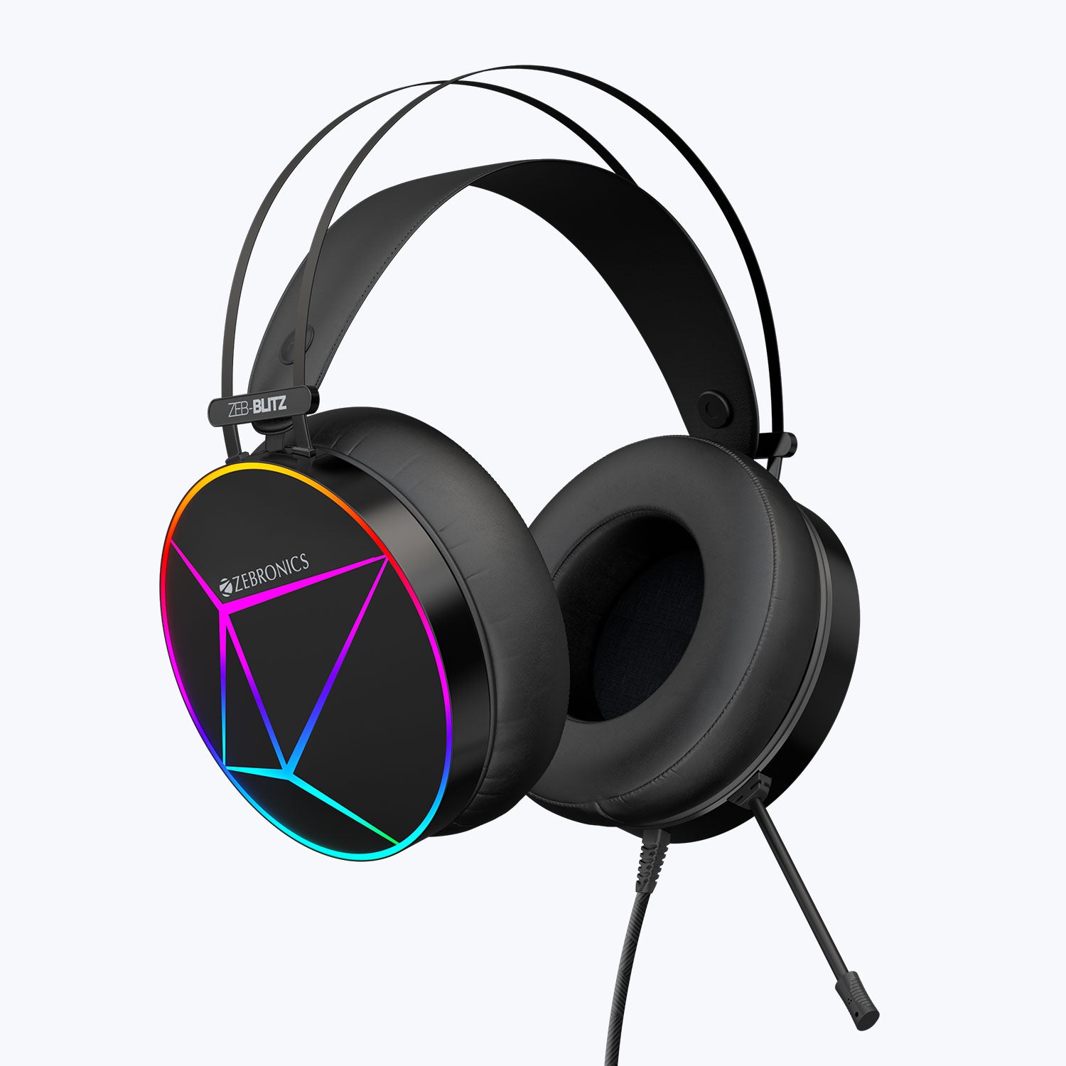 ZEBRONICS Zeb-Blitz USB Gaming Wired On Ear Headphones with Mic with Dolby  Atmos, RGB Led, Windows Software, Simulated 7.1 Surround Sound, 2.4 Meter