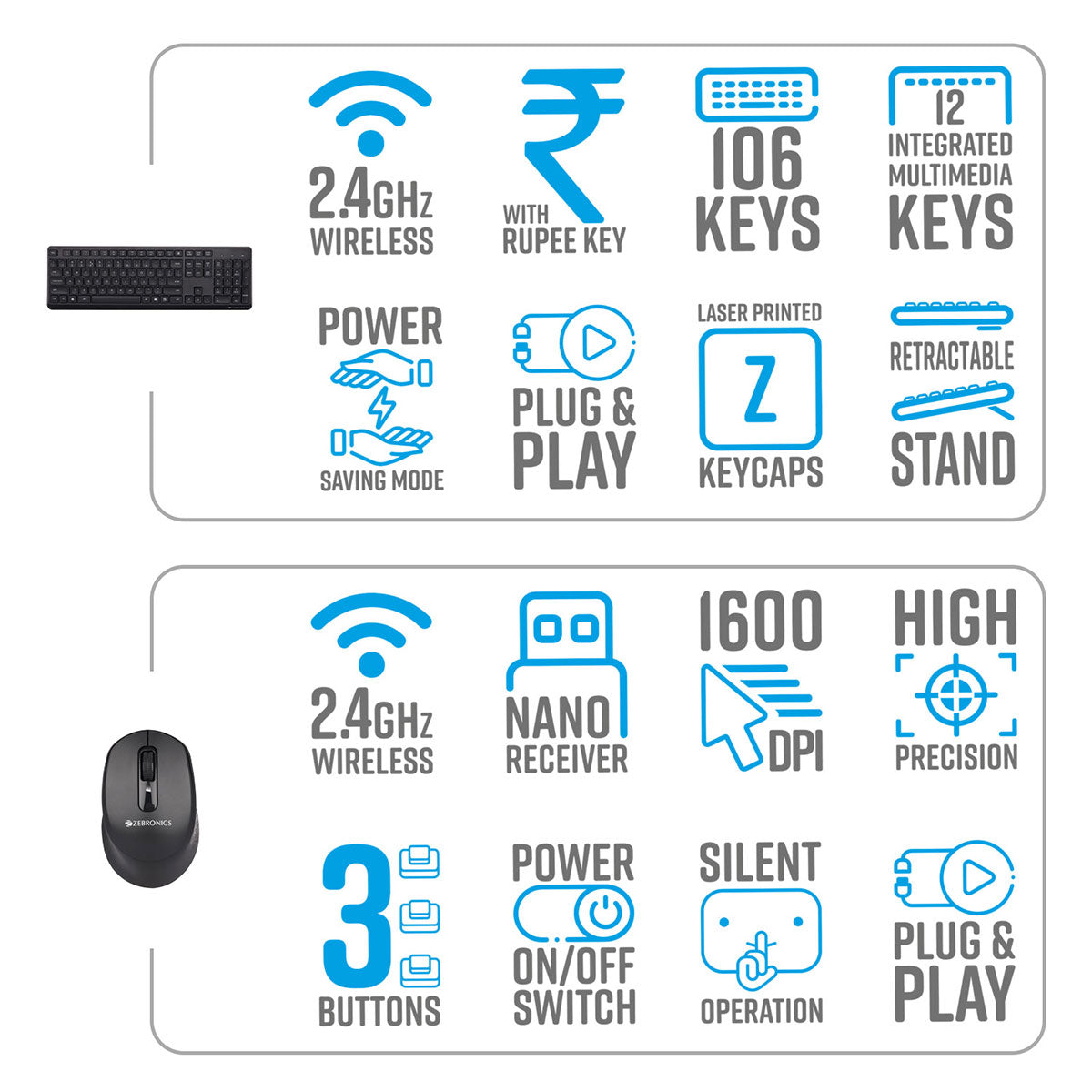 Zeb-Companion 200 - Keyboard and mouse combo - Zebronics