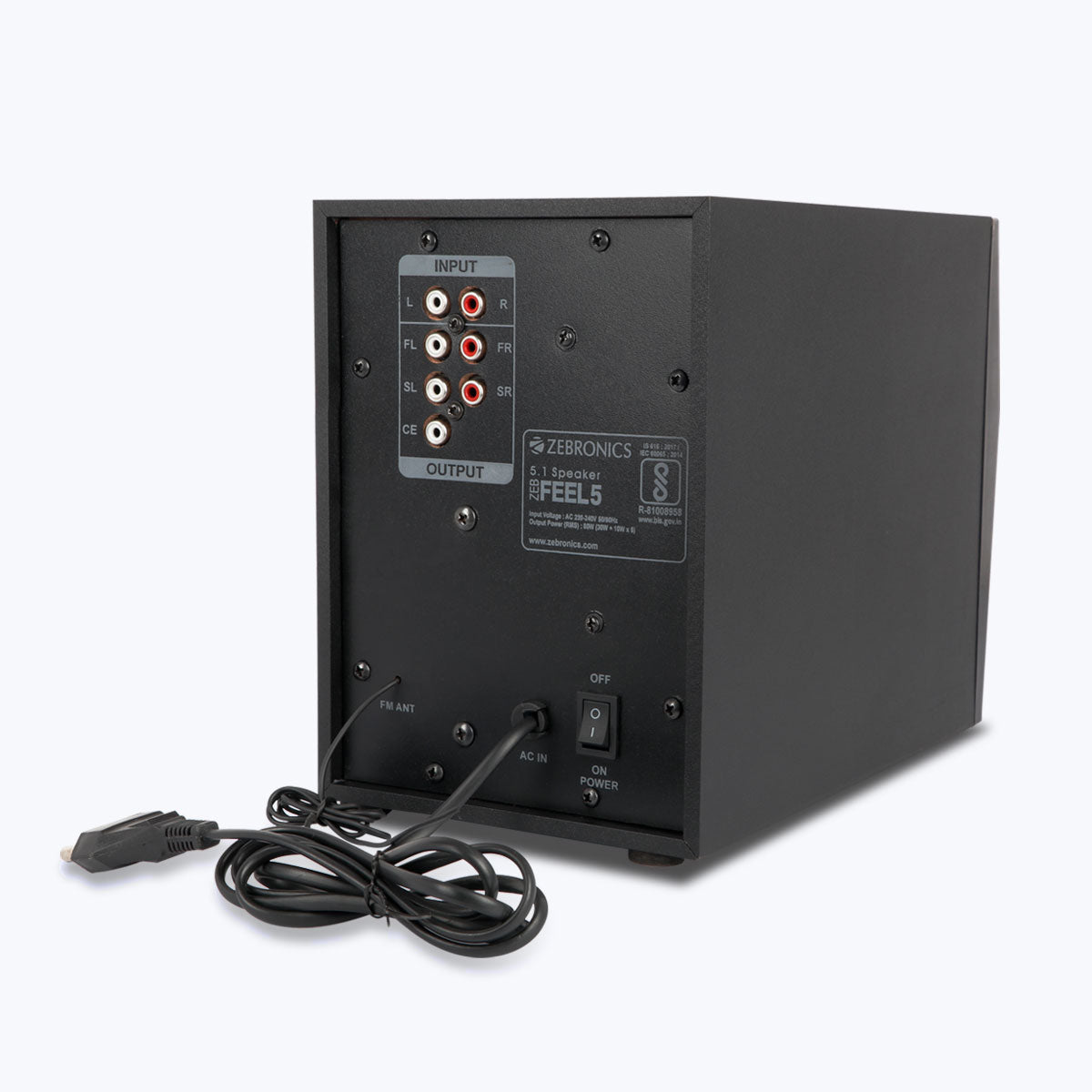 Zeb-Feel 5 - 5.1 Speaker - Zebronics - rear panel description