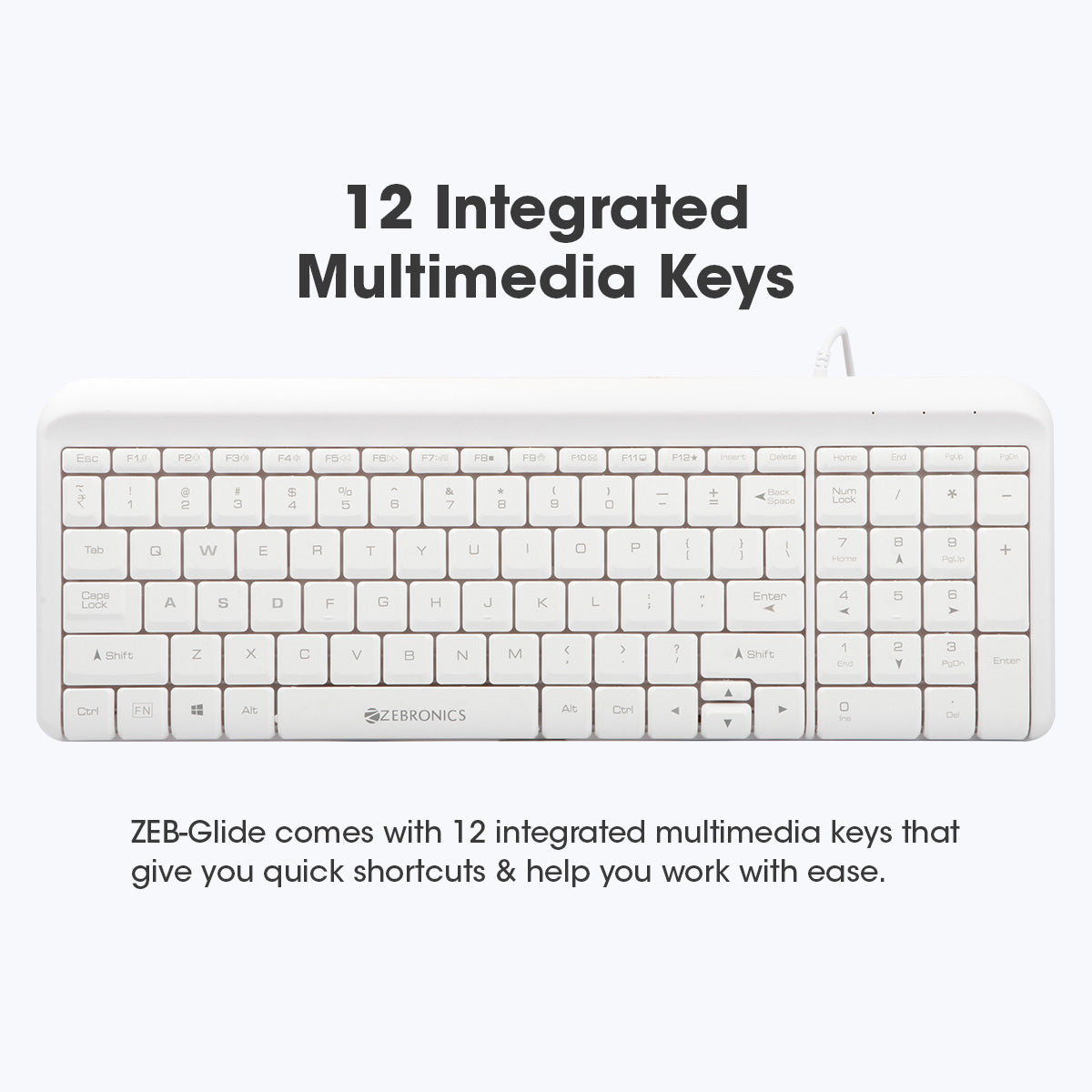 Zeb-Glide - Multimedia Keyboard - Zebronics