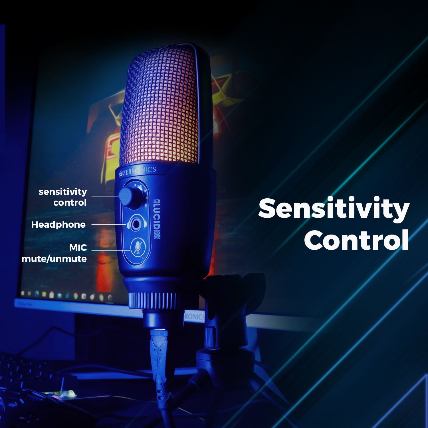 Zeb-Lucid RGB -Premium Gaming Microphone - Zebronics