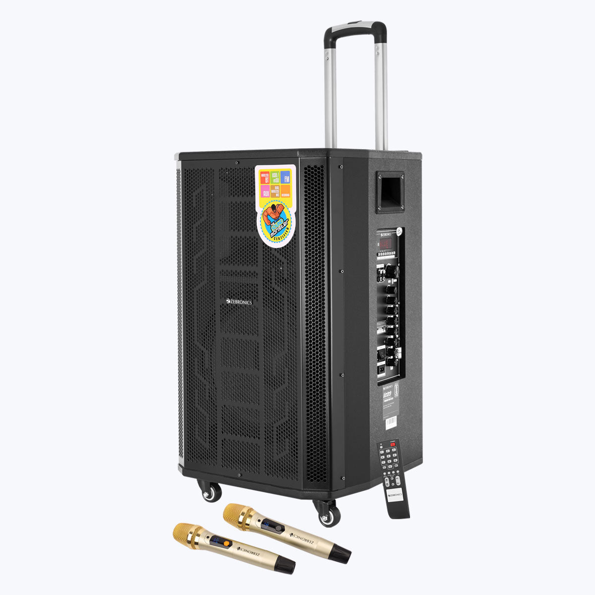 Metal - Trolley DJ Speaker - Zebronics - trolley DJ speaker with dual mic and remote control