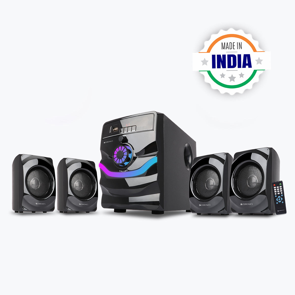 Zeb-Rainbow - 4.1 Speaker - Zebronics - Subwoofer with Four Satellites and remote
