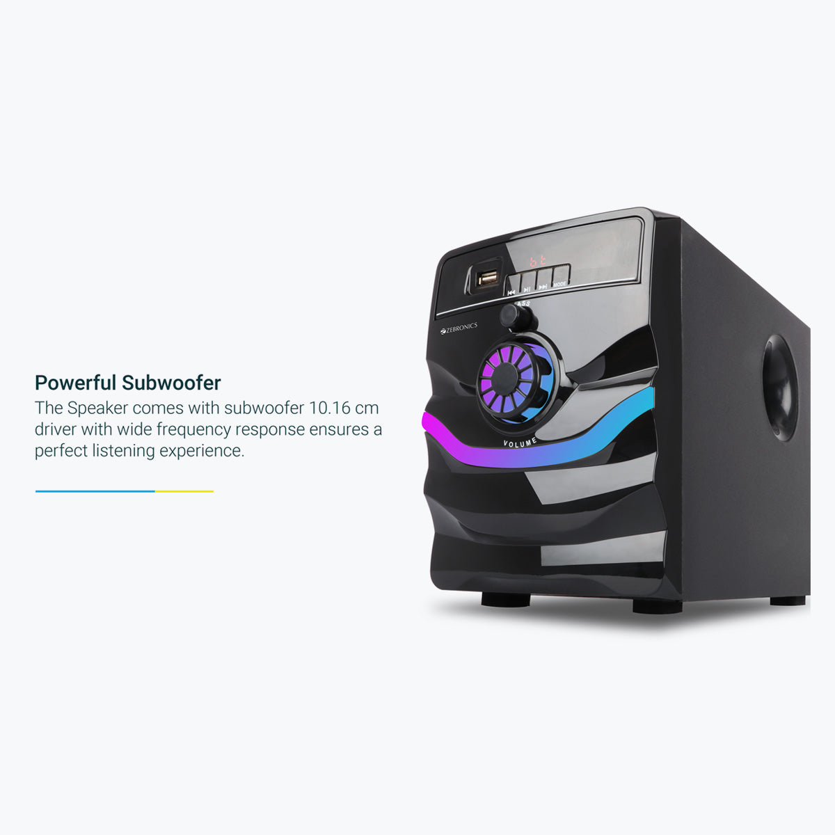 Zeb-Rainbow - 4.1 Speaker - Zebronics - Powerful Subwoofer