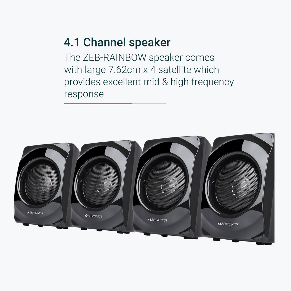 Zeb-Rainbow - 4.1 Speaker - Zebronics - high frequency satellites