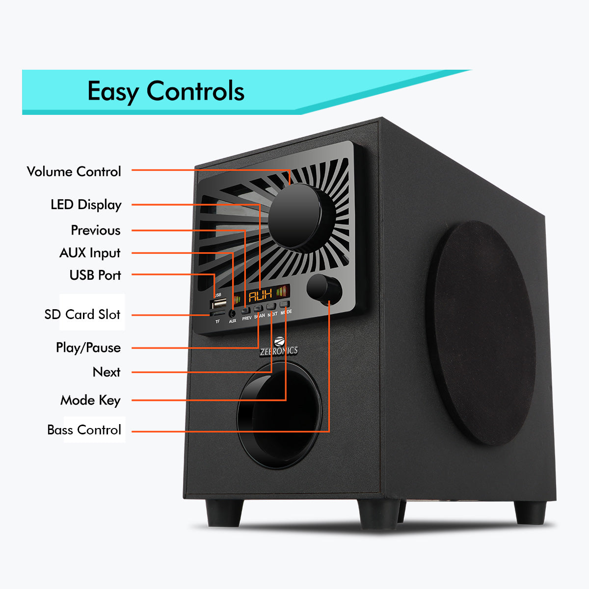Zeb-Sunshine - 4.1 Speaker - Zebronics - Subwoofer with easy controls