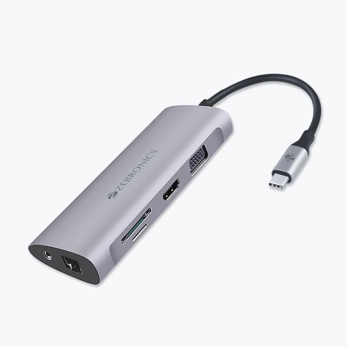 Zeb-TA2000UCLVAP – 11 in 1 USB Type C Multiport Adapter with USB, HDMI, VGA, 3.5mm, RJ45, SD, Micro SD, Type C PD - Zebronics