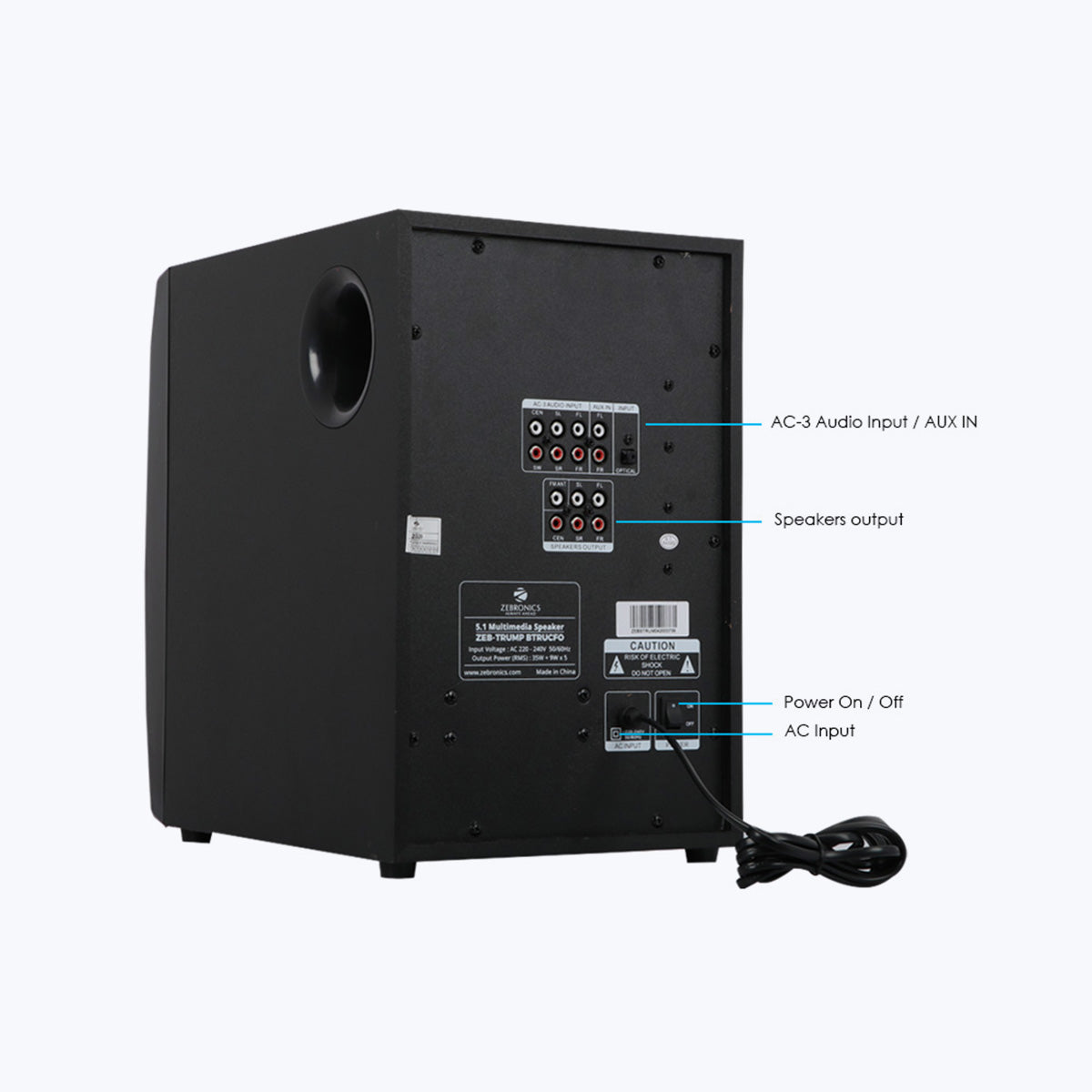 Zeb-Trump BTRUCFO - 5.1 Speaker - Zebronics - rear panel description