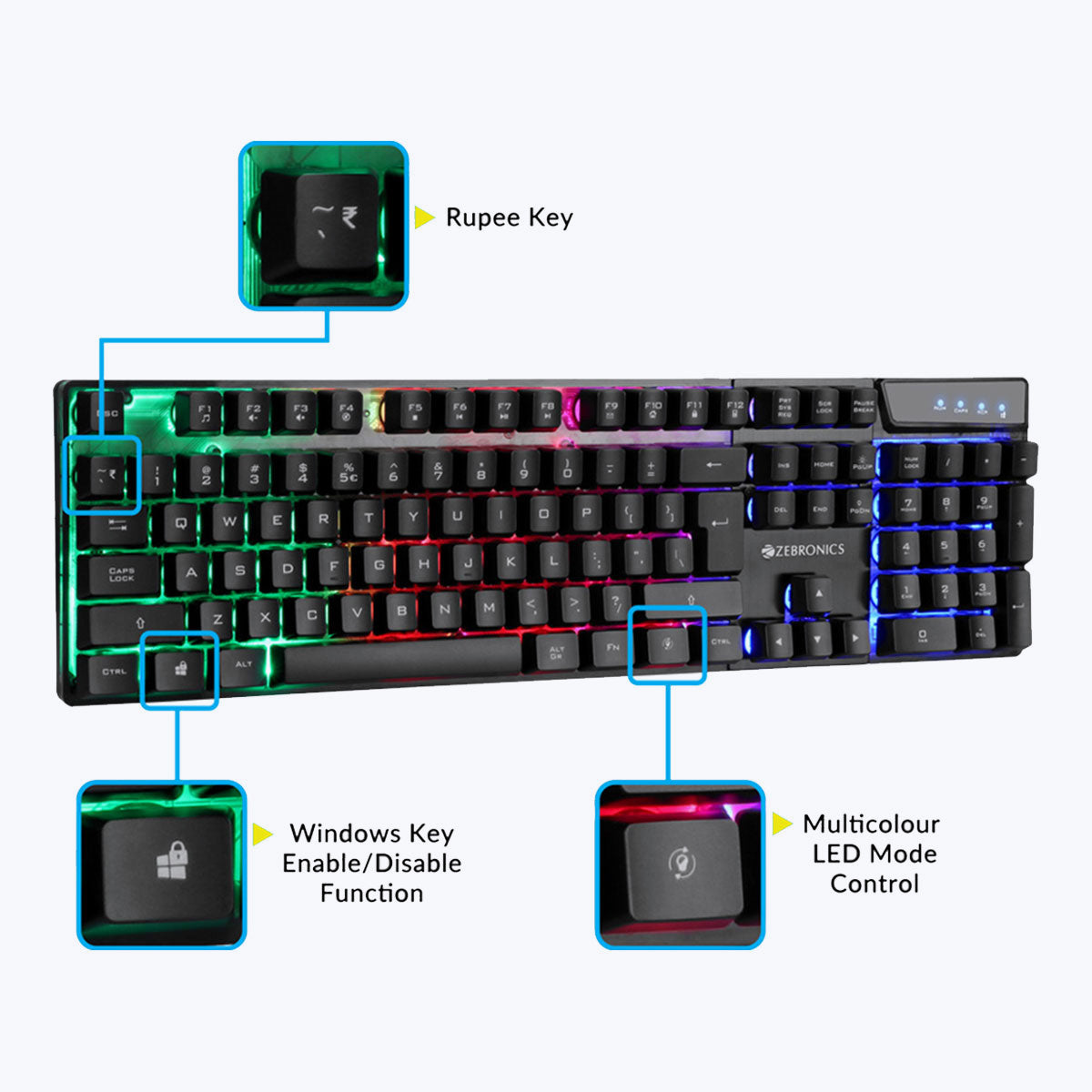 Zeb-War - Premium Gaming Keyboard and Mouse Combo - Zebronics