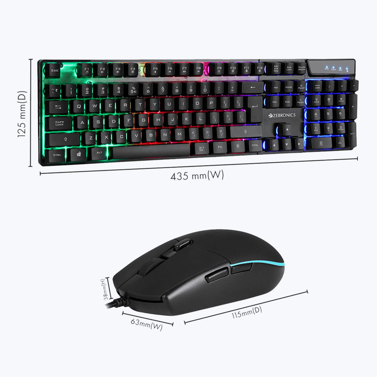 Zeb-War - Premium Gaming Keyboard and Mouse Combo - Zebronics