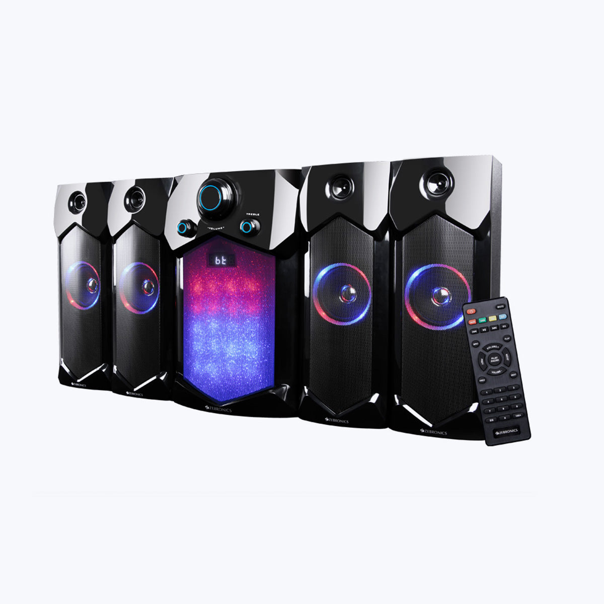 Zeb-Indie - 4.1 Speaker - Zebronics - One subwoofer with four satellites - one remote
