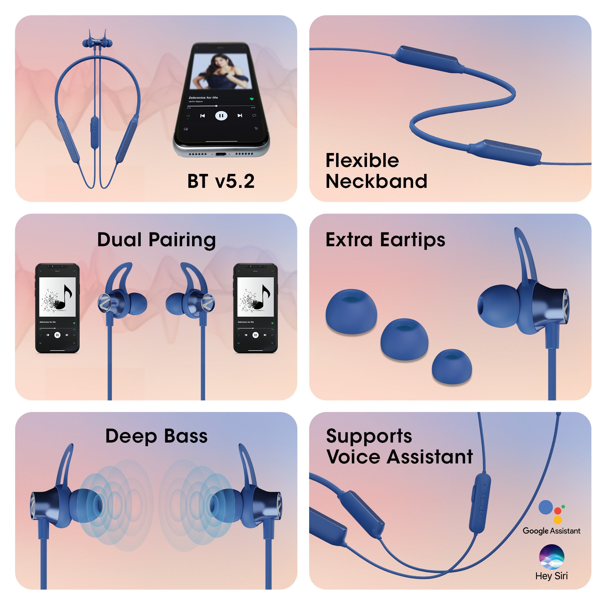 Zeb Yoga 6 - Wireless Neckband Earphone - Zebronics