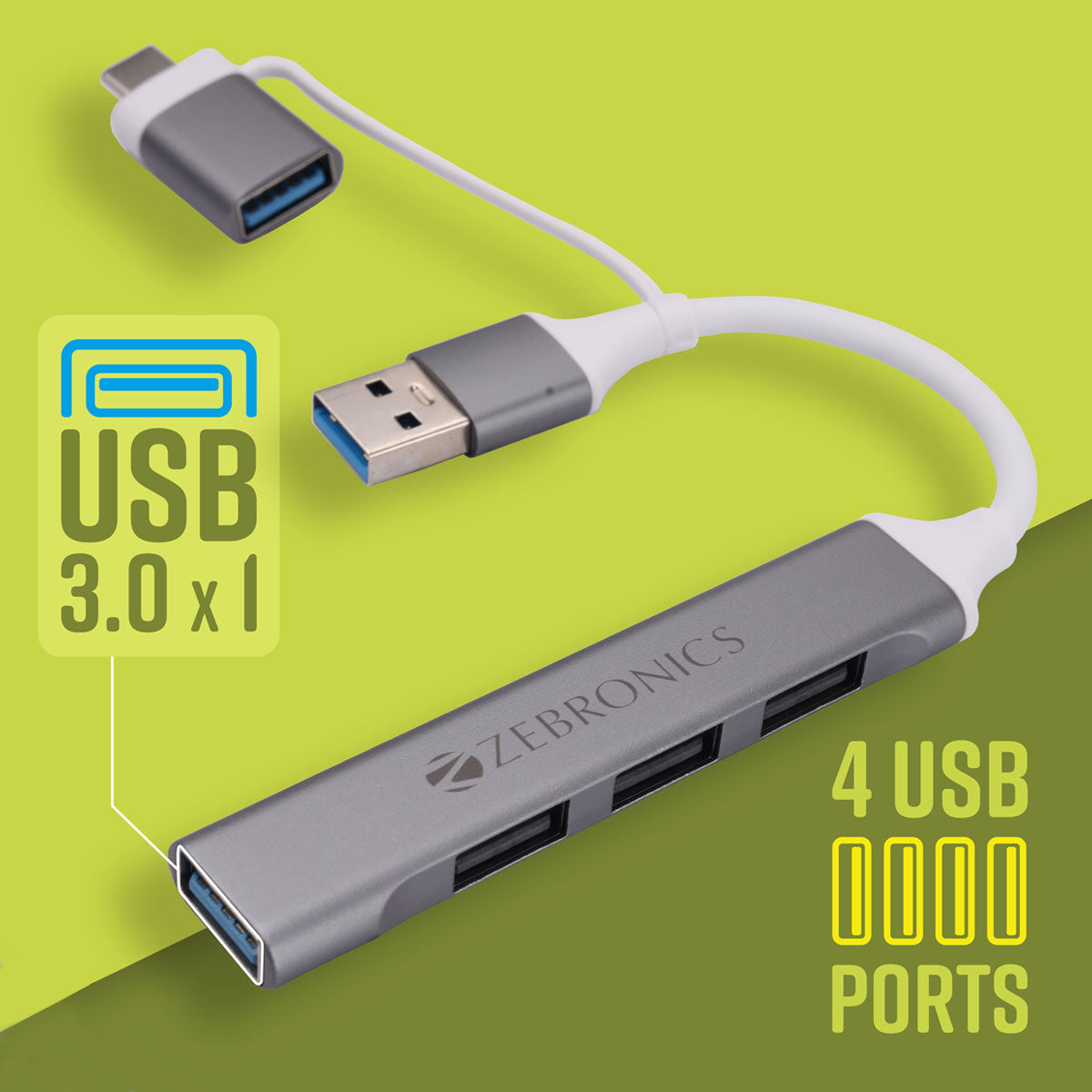 ZEB-TA200UC - USB/Type C Multiport Adapter - Zebronics