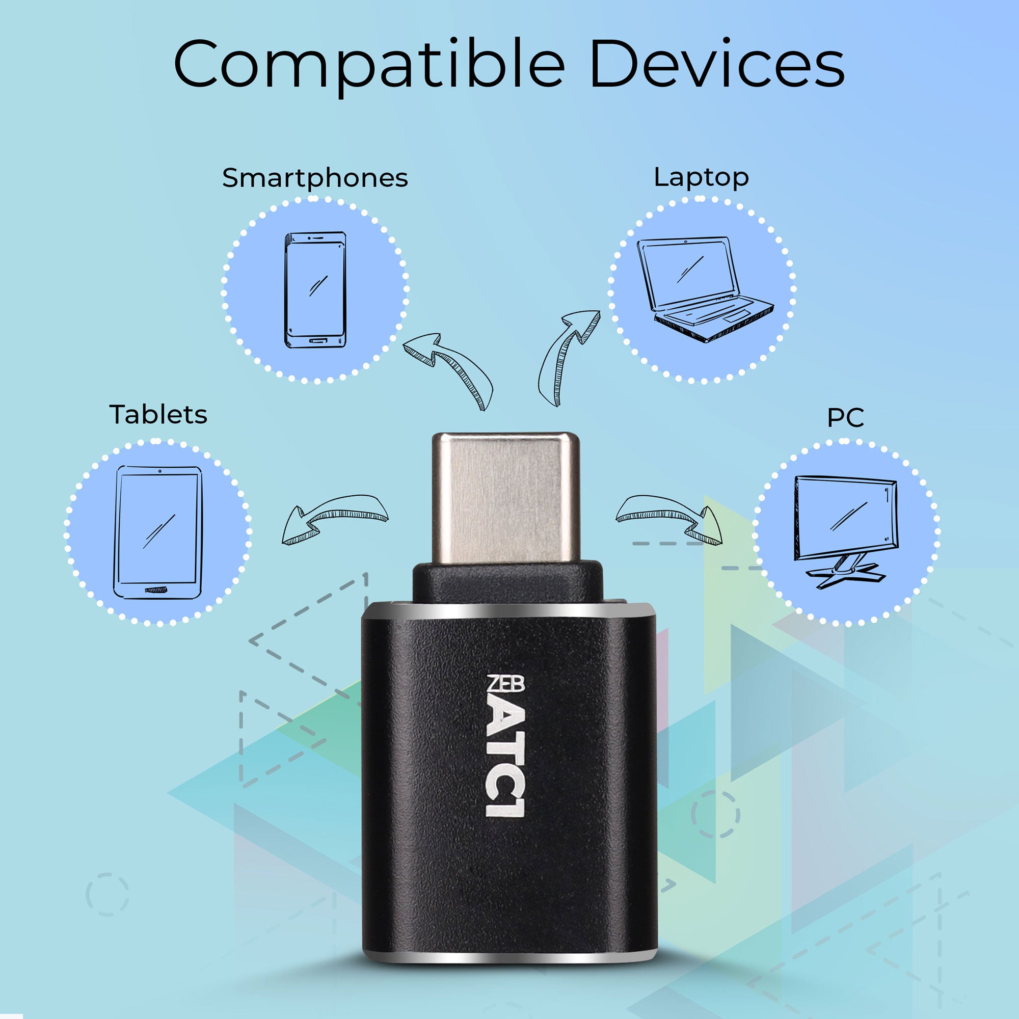 Zeb-ATC 1 - USB Type A to Type C Converter - Zebronics\