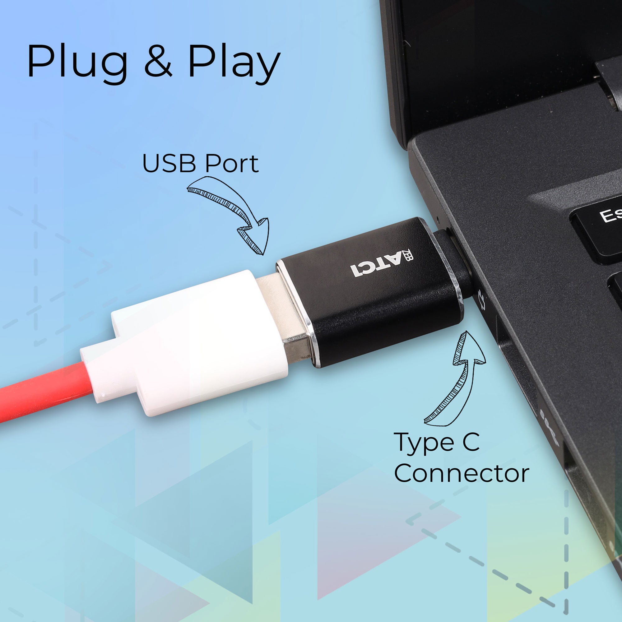 Zeb-ATC 1 - USB Type A to Type C Converter - Zebronics\