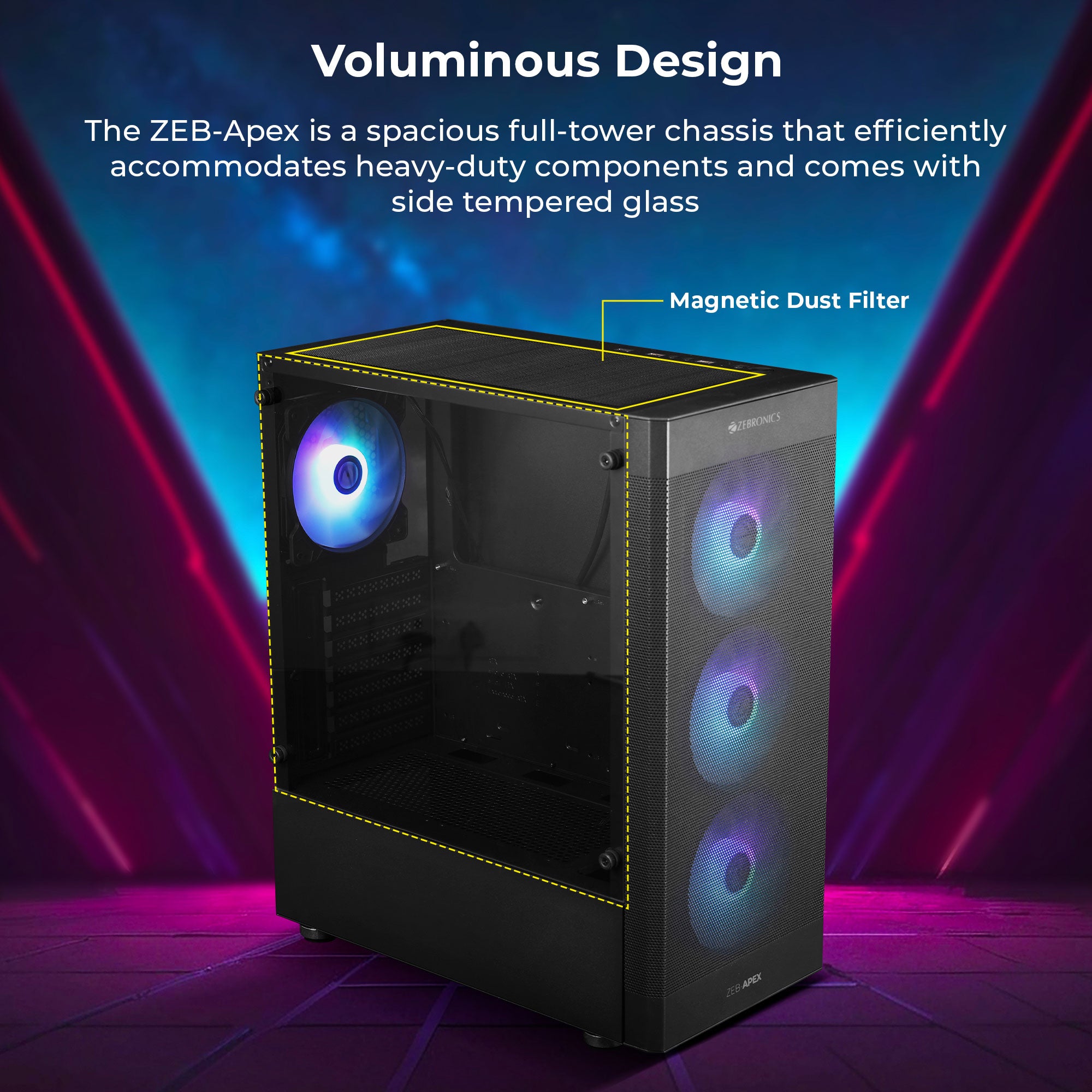 Zeb-Apex - Gaming Cabinet - Zebronics