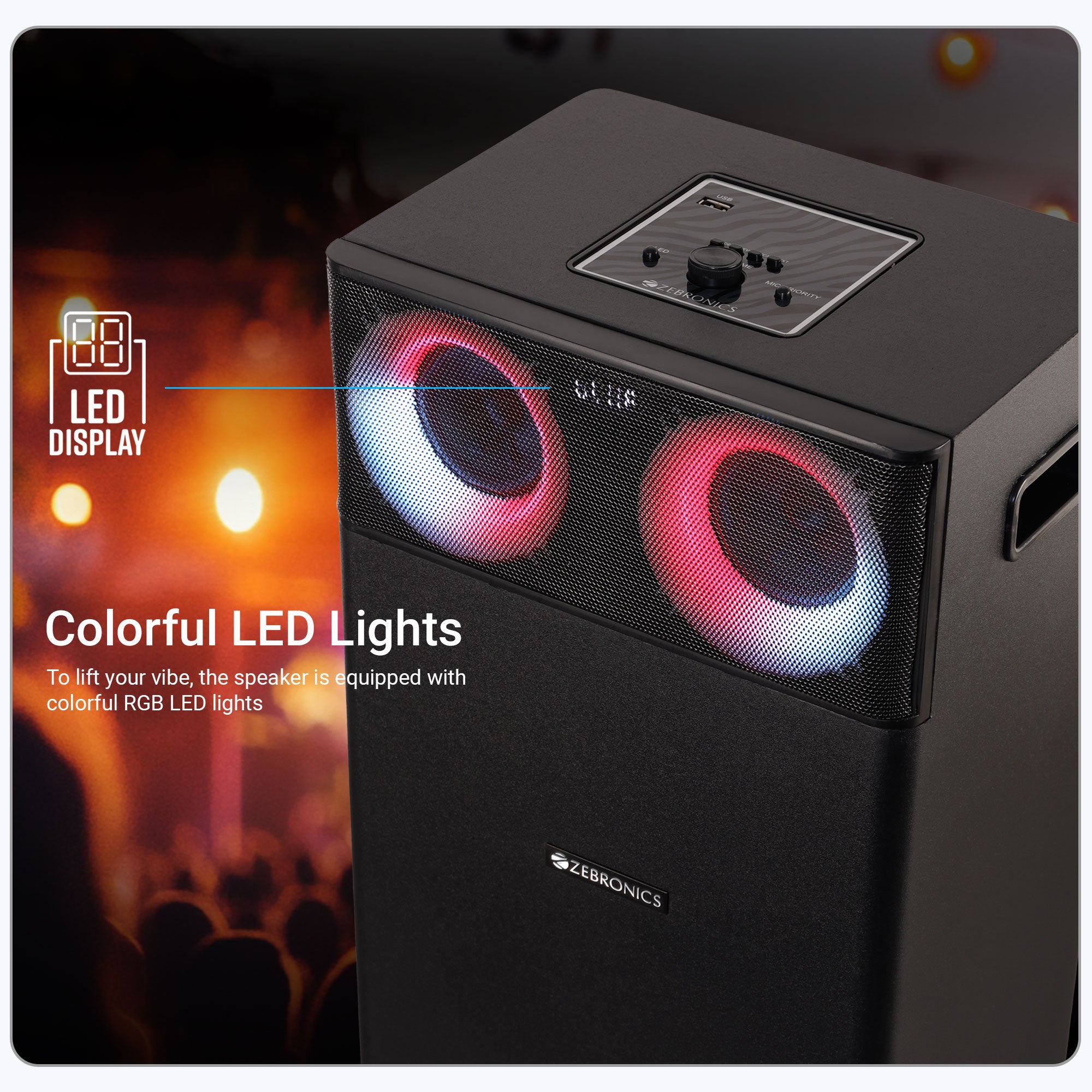 Zeb-Beast-500 - Tower Speaker - Zebronics - RGB LED lights