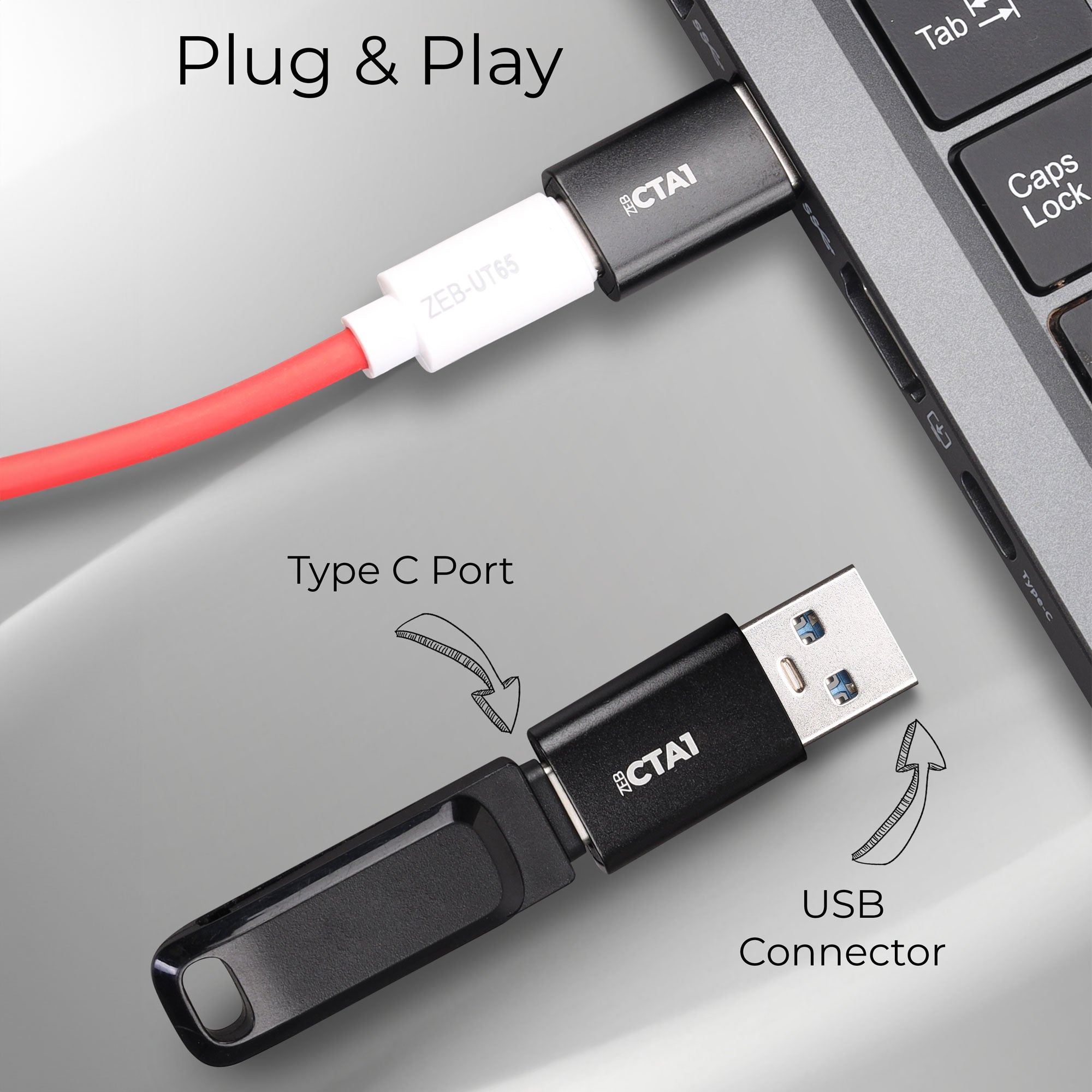 Zeb-CTA 1 - USB Type C to Type A Converter - Zebronics