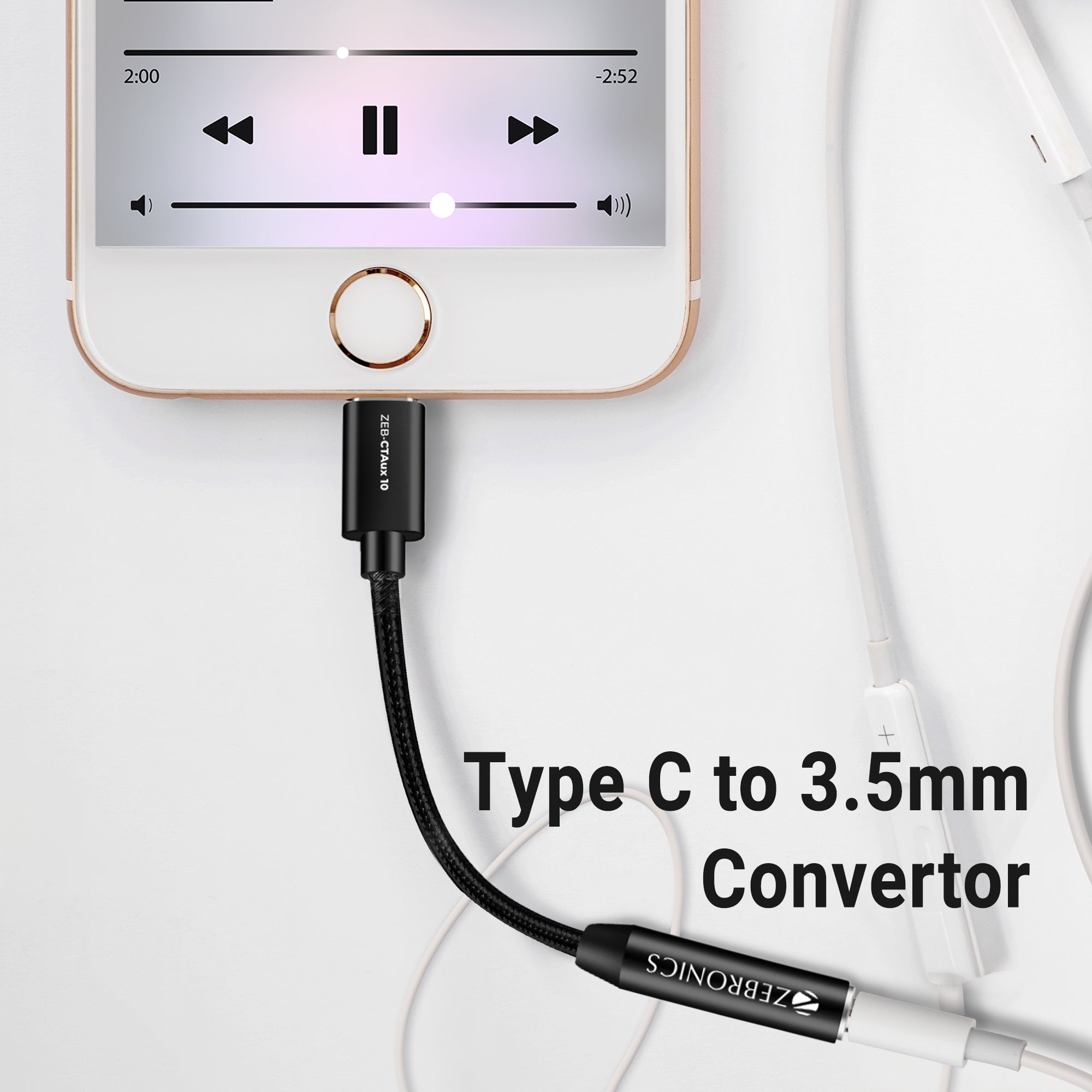 Zeb-CTAux 10 - Type C to 3.5mm converter - Zebronics