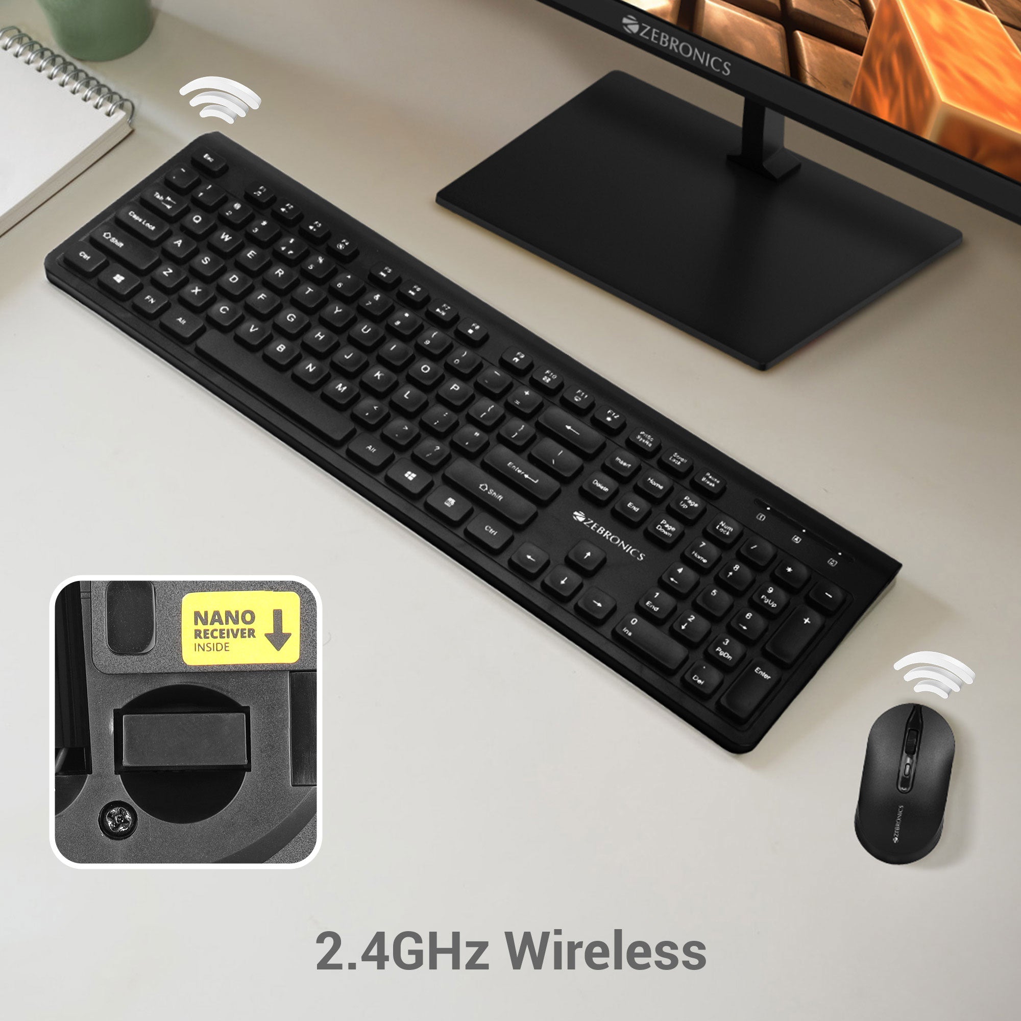 Zeb-Companion 130 - Wireless Keyboard and Mouse Combo - Zebronics