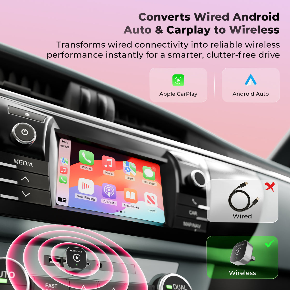 Zebronics DriveCast 03 Wireless Carplay And Android Auto Adapter