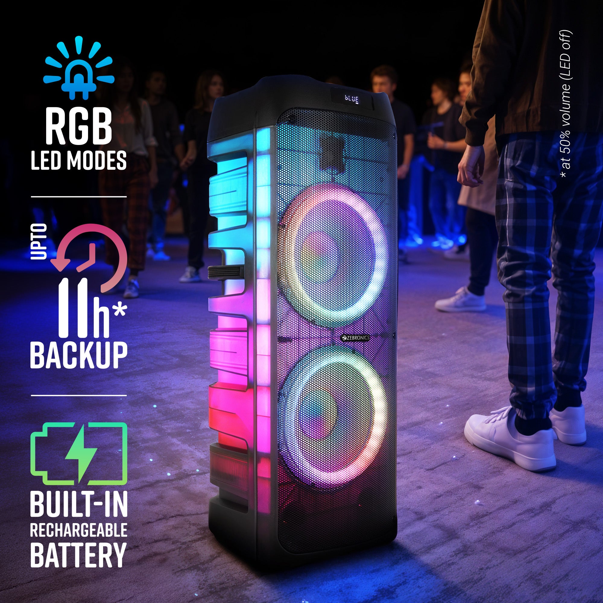 Zebronics Glow Box 12B DJ speaker | RGB LED lights | 11h backup