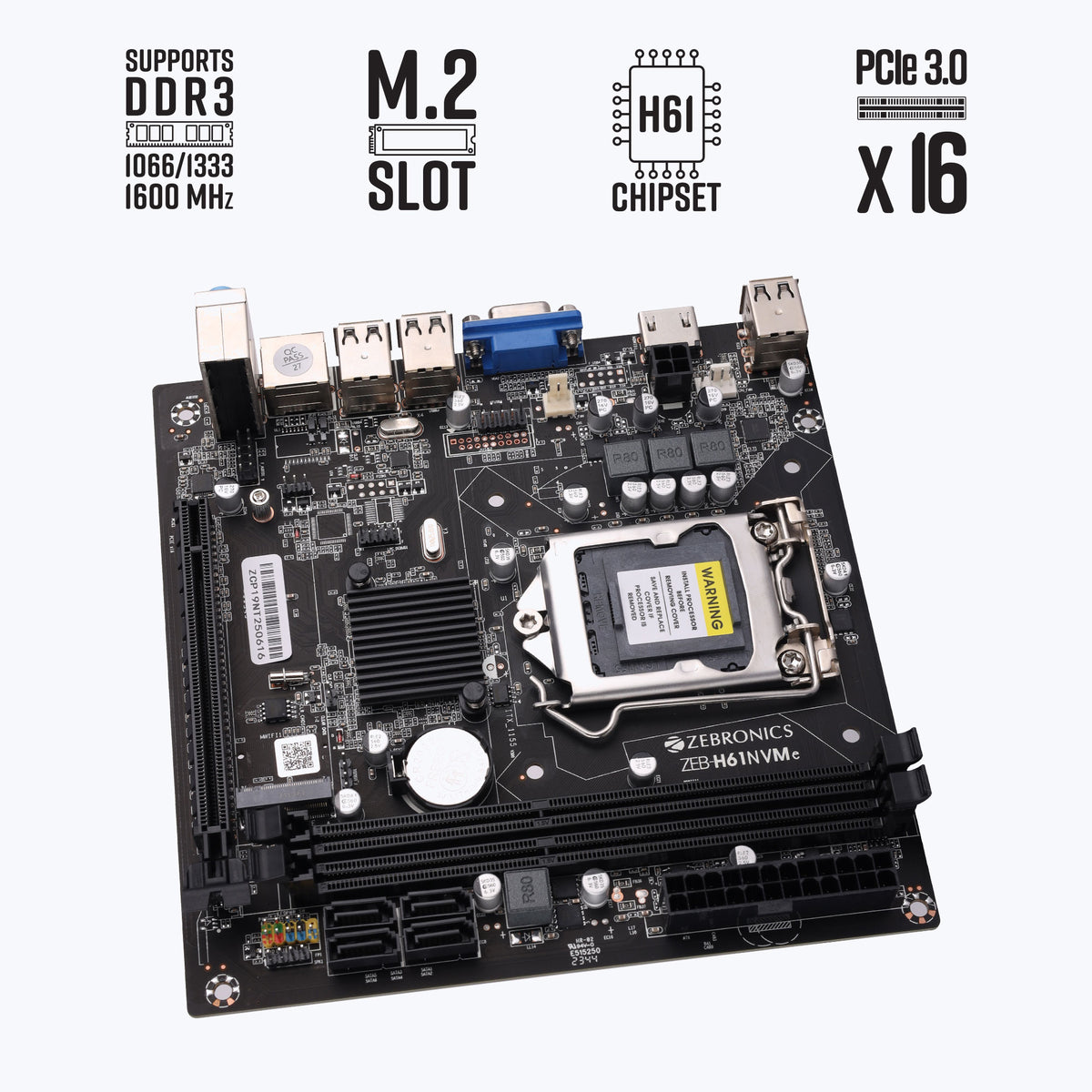 H61 Container Zebronics H61NVMe - LGA 1155 Socket - Motherboard
