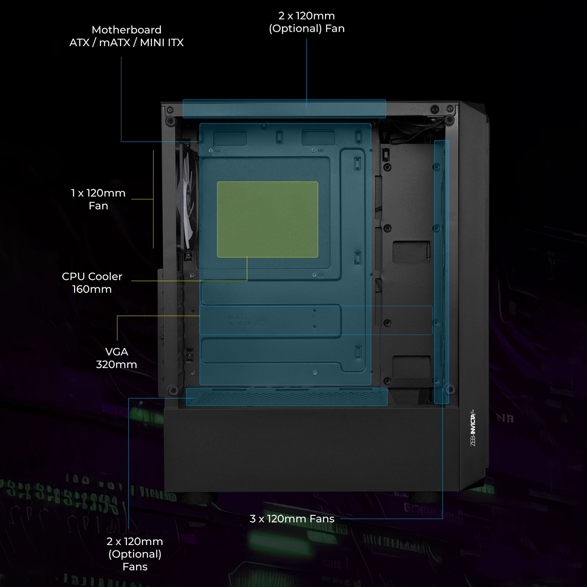 Zeb-Invicta Pro - Gaming Chassis - Zebronics