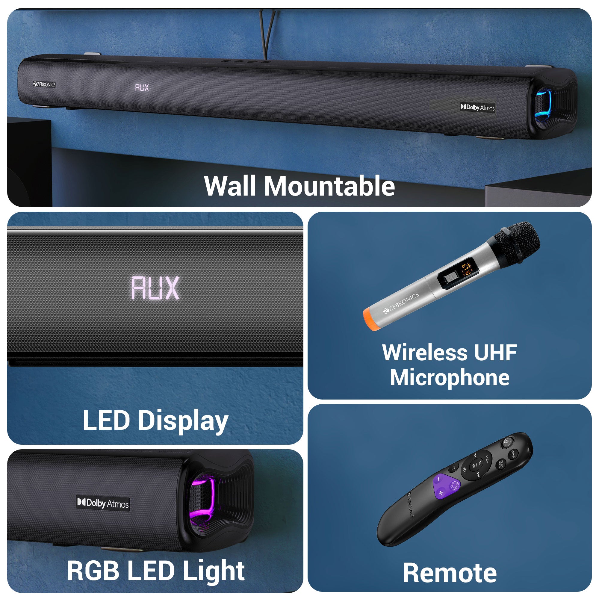 Zebronics juke Soundbar 9850 With multiple features and Wireless Microphone