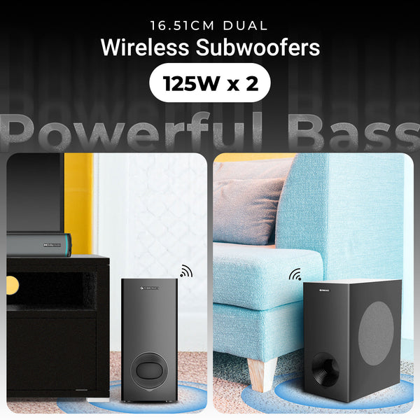 Zebronics Zeb-Juke Bar 9550 Pro 5.2 Channel Soundbar with 625W Output, Dual Wireless Subwoofers, Dual Wired Rear Satellites, Dolby Audio, HDMI ARC, Optical IN & Bluetooth sound bar price comparison image - view 7