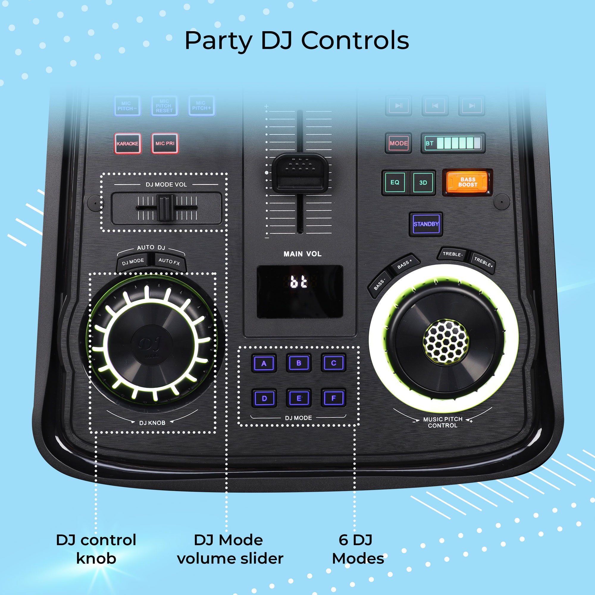 Zeb-Knock Pro - DJ Speaker - Zebronics - Party DJ controls