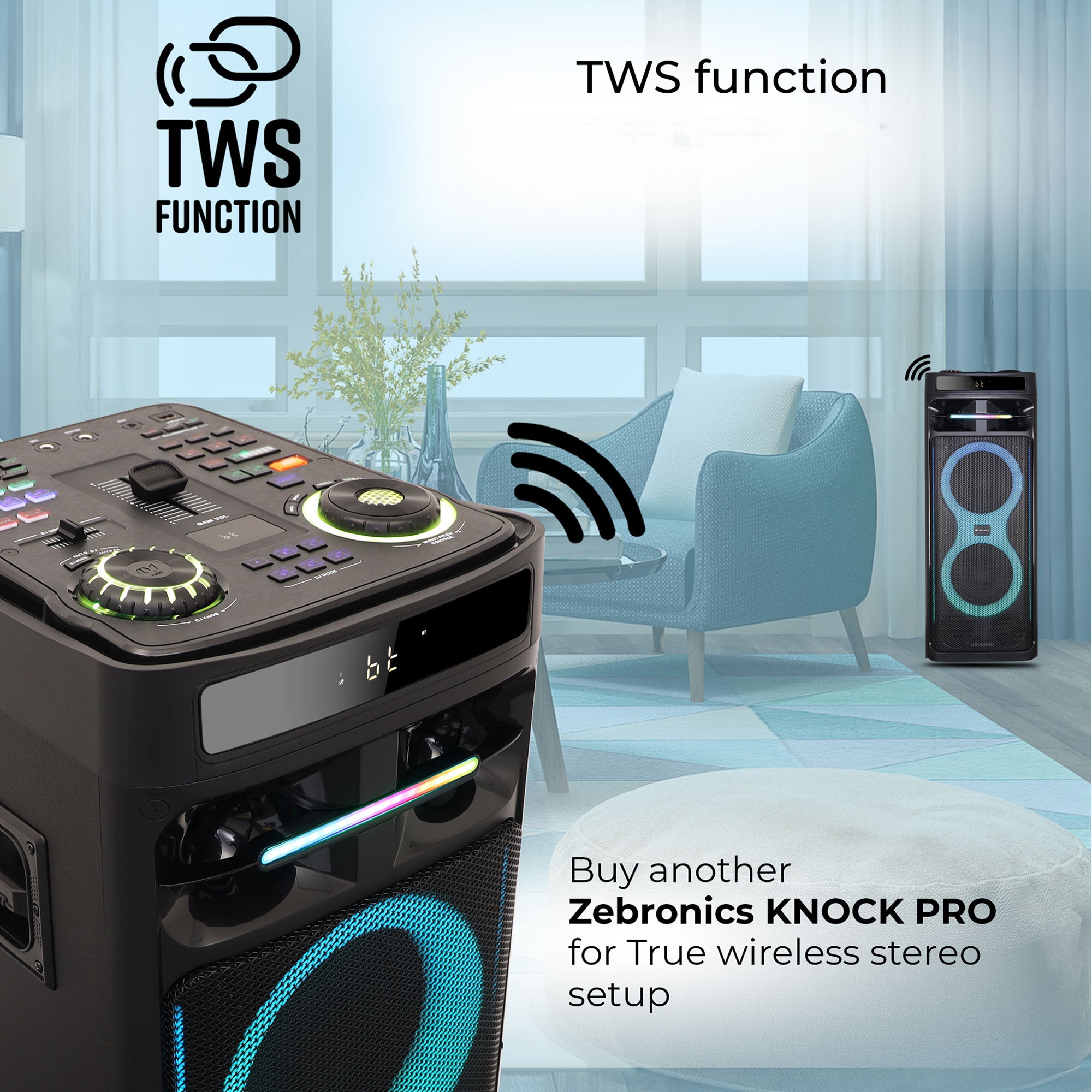 Zeb-Knock Pro - DJ Speaker - Zebronics - TWS function