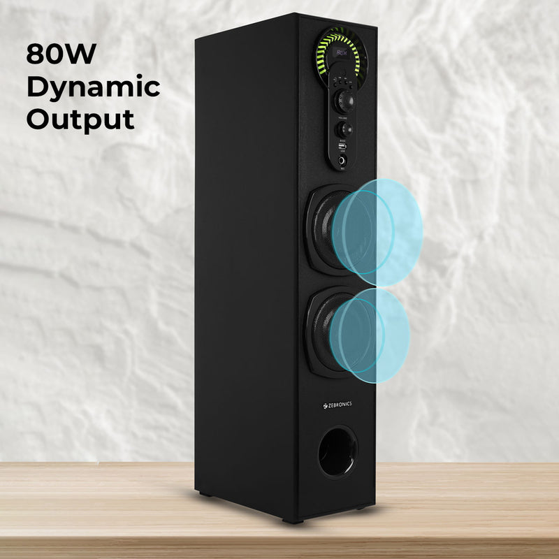 Zebronics Legend Plus Tower Speaker - 80W, karaoke, LED