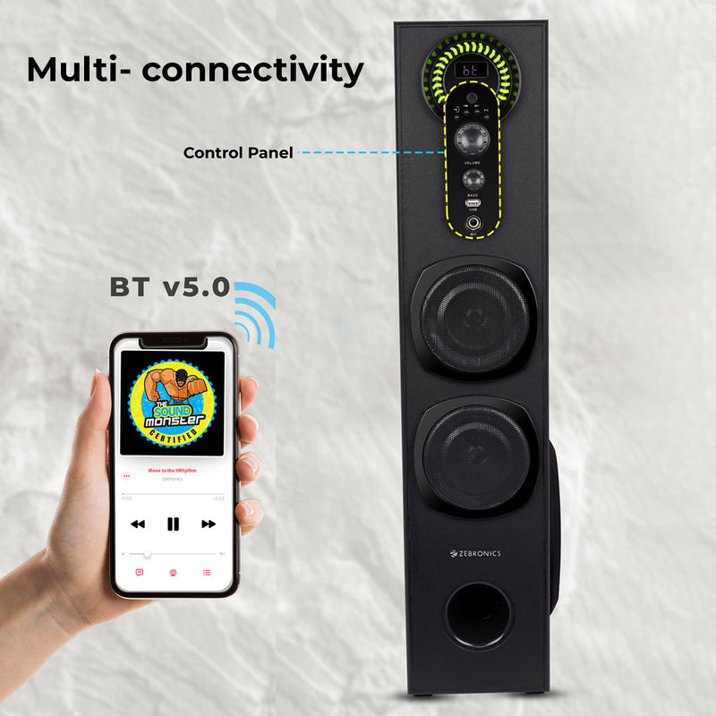 Zebronics Legend Plus Tower Speaker - 80W, karaoke, LED